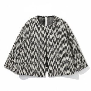 NWOT By Malene Birger Black & white Textured Jacket EU 44 US 14 Chic Minimalist